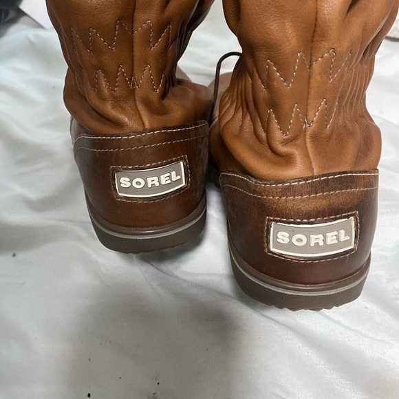 Sorel Women's Brown Firenzy Ruched NL1656-256 Leather Lace Up Winter Boots Sz 8 - Picture 2 of 14